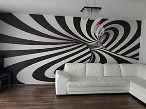 Stena v obývačke s 3d tapetou na mieru