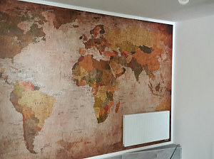 Interiér 2018 - tapeta mapa sveta na mieru