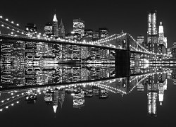 New York (Brooklyn Bridge night BW) - fototapeta FM0702