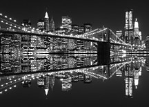 New York (Brooklyn Bridge night BW) - fototapeta FM0702