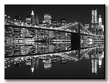 New York (Brooklyn Bridge night BW) - Obraz CS0702