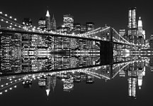 New York (Brooklyn Bridge night BW) - fototapeta 366x254 cm FXL0702