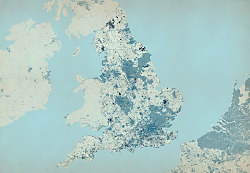 Anglicko - modrá mapa  fototapeta FXL3338