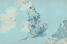 Anglicko - modrá mapa - fototapeta FS3338