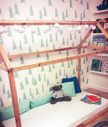 detská izba zariadená v škandinávskom štýle - šablóny nordic trees