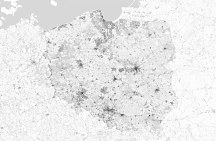 Polska - mapa czarno-biała - fototapeta FS3334