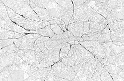 Londýn - čiernobiela mapa mesta - fototapeta FS3342