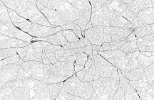 Londýn - čiernobiela mapa mesta - fototapeta FS3342