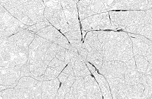 Paríž čierno-biela mapa mesta - fototapeta FS3347