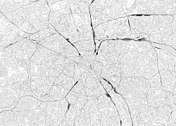 Paríž čierno-biela mapa - fototapeta FX3347