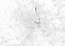 Mapa mesta Rím čiernobiela - fototapeta FX3352