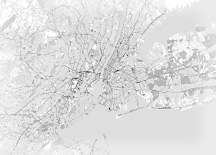 New York - mapa čiernobiela - fototapeta FX3354