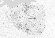 Polska - mapa w odcieniach szarości - fototapeta FXL3334