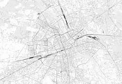 Warszawa - mapa w odcieniach szarości - fototapeta FXL3337