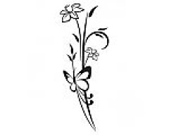 Nálepka na stenu - Kvet Narcis s motýľom _j46