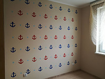 Realizácia - maľujeme šablónami steny v detskej izbe