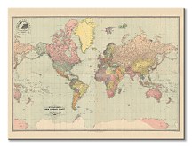 Tlačený obraz Stará mapa sveta 1920, Stanfords - WDC100337