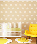 žltá detská izba - steny namaľované šablónou