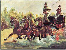 Count Alphonse de Toulouse Lautrec driving a four horse hitch Obraz zs16832