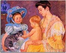 Children Playing with a Cat Mary Cassatt Obraz zs17642