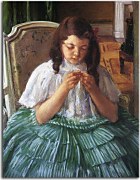 Françoise in Green, Sewing Mary Cassatt Obraz zs17648