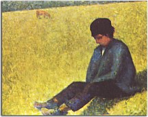 Peasant boy sitting in a meadow - Georges Seurat Obraz zs18149