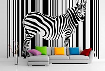 Čiernobiela fototapeta Zebra 3181 - samolepiaca na stenu